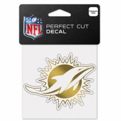 Miami Dolphins - 4x4 Gold Metallic Die Cut Decal