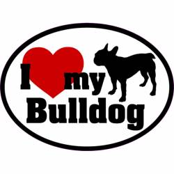 I Love My With Red Heart Bulldog - Oval Sticker