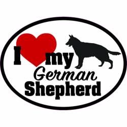 I Love My With Red Heart German Shepherd - Oval Sticker