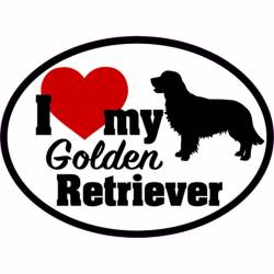 I Love My With Red Heart Golden Retriever - Oval Sticker