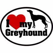I Love My With Red Heart Greyhound - Oval Sticker