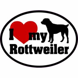 I Love My With Red Heart Rottweiler - Oval Sticker