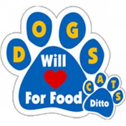 Will Love For Food - Paw Magnet