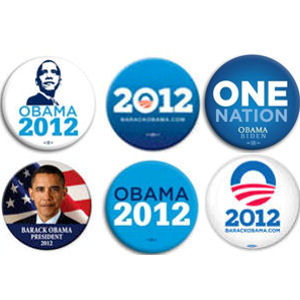 Set of 6 Official 2012 Obama Buttons